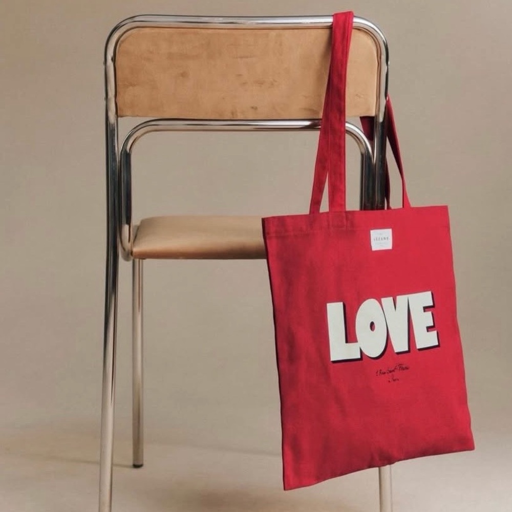 Sezane Red LOVE Tote Bag